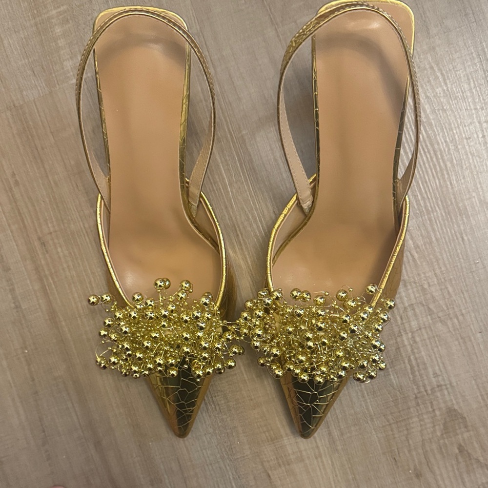 SHEIN Gold Embellished Heels